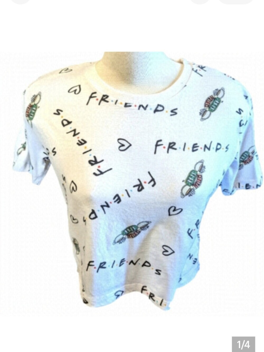 Friends Crop Top, White Cotton Top, Friends Gift, Size Large New Without Tags